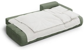 Zielony rozkładany/ze schowkiem narożnik (prawostronny/z szezlongiem) Linz – Cosmopolitan Design