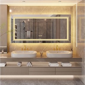 Lustro łazienkowe LED 160x80cm prostokątne lustro ścienne z oświetleniem antyparowym 160x80cm