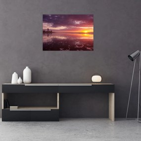 Obraz na szkle - Plaża o zachodzie słońca (70x50 cm)