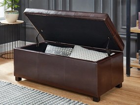 Ławka ze skrzynią z ekoskóry FILIPPO - Kolor brązowy