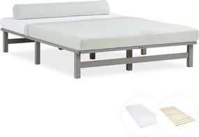 Łóżko na paletach 140x200 cm Szare