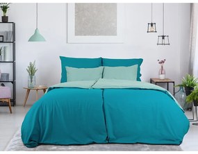 B.E.S. Petrovice Bawełniana pościel Double face turkusowo-oliwkowa