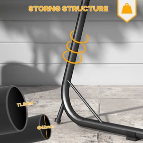 Outsunny Stojak do fotela wiszącego Stojak do fotela bujanego, 133 cm x 116 cm x 195/230 cm, Czarny