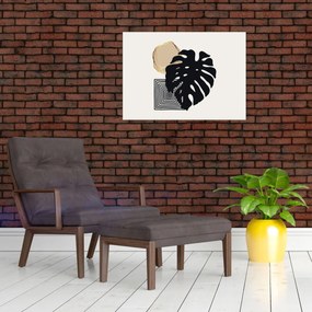 Obraz na szkle - Abstrakcja z tropikalnymi liśćmi N⁰2 (70x50 cm)