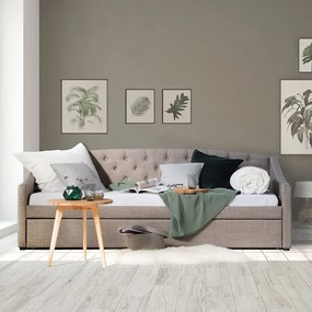 Łóżko dzienne 90x200 cm szare Tapicerowane łóżko z szufladą, sofa, rozkładane łóżko dla gości, rozsuwane