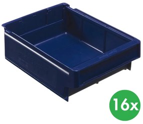 Regałowe pojemniki z tworzywa sztucznego MAX typ D - 230 x 300 x 100 mm, 16 szt.