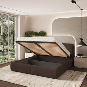 Masseno Łóżko tapicerowane FELURO z pojemnikiem na pościel 140x200 cm - Brązowy, POSO 06