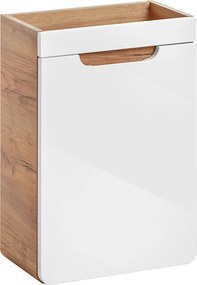 Wąska szafka podumywalkowa 40 cm, Aruba 826 FSC, dąb craft złoty/biały połysk