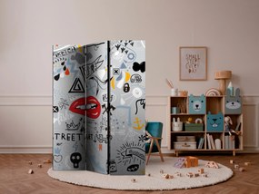 Parawan dwustronny Dla dzieci 135x172 cm 3-częściowy szary ARTGEIST B