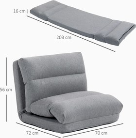 HOMCOM Fotel Podłogowy 3 w 1 Komfortowy 70x72 cm Składany z 6-stopniowym Oparciem Medytacyjny Wyglądem Lnu Wyściełany do Salonu Sypialni Szary | Aosom PL