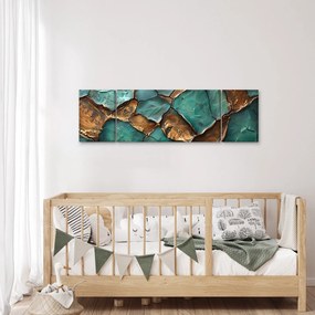 Obraz - Zielono-złoty obraz (170x50 cm)