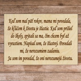 Drewniany napis z tekstem - Klucz do życia | SENTOP
