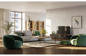 Czarna szafka pod TV z blatem w dekorze dębu 180x38 cm Verone – TemaHome