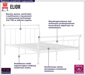 Białe metalowe łóżko małżeńskie 140x200 cm Quas