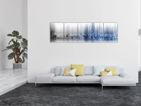 Obraz - Panorama miasta, niebiesko - szara (170x50 cm)