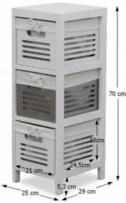 Komoda z szufladami Bibi 3, biały, 70  cm