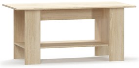 Ława z Półką Drewniana do Salonu DEW 120 cm Dąb sonoma Nowoczesna