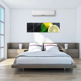 Obraz cytryn i mięty na stole (170x50 cm)