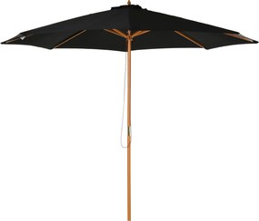 Outsunny Parasol Ogrodowy 3m Drewniany Wysokiej Jakości Bambusowy Czarny | Aosom PL