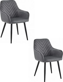 Krzesła do jadalni Valora WAAV – ciemnoszary aksamit z czarnymi nogami x 2