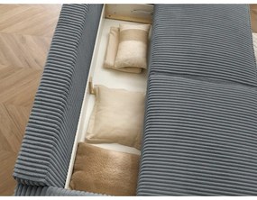 Ciemnoszara sztruksowa rozkładana/ze schowkiem sofa 244 cm Chelsea – Bobochic Paris