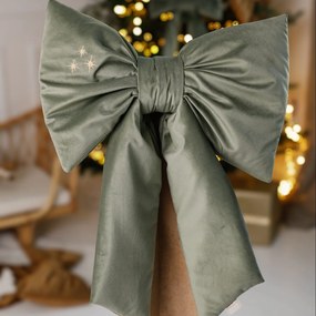 Szałwiowa Kokarda świąteczna welwetowa L