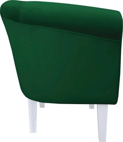 Fotel Milo tkanina Welur wygodny fotel tapicerowany do salonu i sypialni : Kolor nogi - Biała, Kolor tkaniny - VELVET - MG25, Wysokość nogi - 20 cm