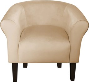 Fotel Milo tkanina Welur wygodny fotel tapicerowany do salonu i sypialni : Kolor nogi - Venge, Kolor tkaniny - VELVET - MG06, Wysokość nogi - 20 cm