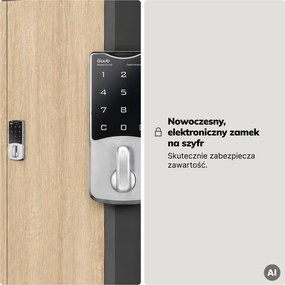 Szafa biurowa metalowa z zamkiem na szyfr antracytowa/dąb sonoma, 900x1850x400 mm: DANIEL Eco Design