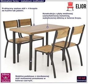Prostokątny stół z 4 krzesłami - Umen