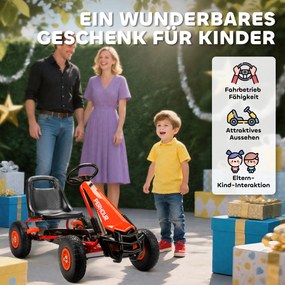 AIYAPLAY Gokart na pedały dla dzieci, regulowane siedzenie, opony EVA, hamulec, sprzęgło, 3-8 lat, Czerwony