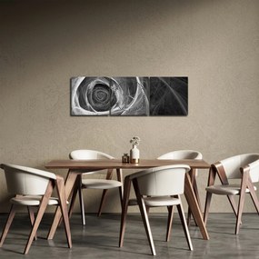 Obraz - Abstrakcyjna róża czarno-biała (z zegarem) (90x30 cm)