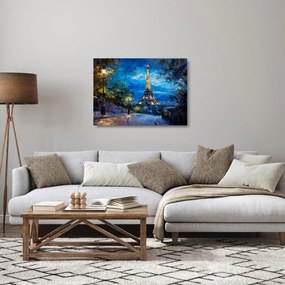 Obraz na szkle - Obraz olejny przedstawiający wieżę Eiffla (70x50 cm)