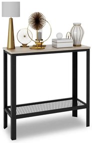 Minimalistyczna konsola z metalowym stelażem czarny + dąb sonoma G4-R49