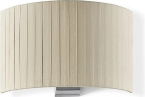 Kinkiet Amsterdam w klasycznym stylu - Wysoko?? 21 cm - wn?trze - stal i satynowany nikiel - be?owy plisowany aba?ur wst?gowy - E27 Ø45 Max. 40W-IP20