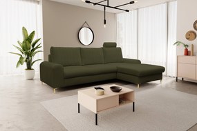 Masseno Narożnik VERONA z funkcją spania i pojemnikiem na pościel Narozniki L, Rozkładana sofa - Zielony, LOFT 10