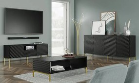 Ława kawowa glamour czarny mat + złote nóżki - Resa 8X