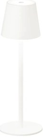 Biała lampa stołowa LED z metalowym kloszem, ściemniaczem i czujnikiem ruchu (wys. 38 cm) Tropea – Fischer & Honsel
