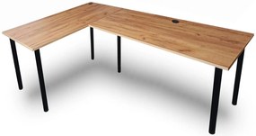 Duże narożne biurko loft regulowane 120x180x60 dąb craft złoty - Salvada