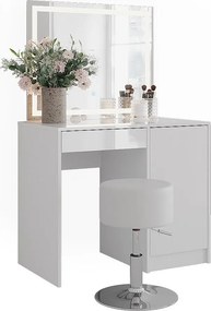 Stół do toalety biały/biały wysoki połysk 89.8x50.1x76 sherry