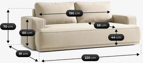 Sofa z Funkcją Spania CAMELIA Kremowa Boucle Japandi