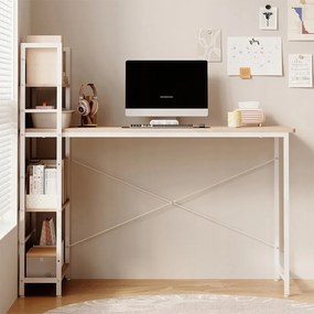 Biurko młodzieżowe z regałem komputerowe jasny brąz nowoczesne loft 120 cm