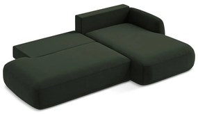 Ciemnozielony rozkładany narożnik (prawostronny/z szezlongiem) Hale – Makamii