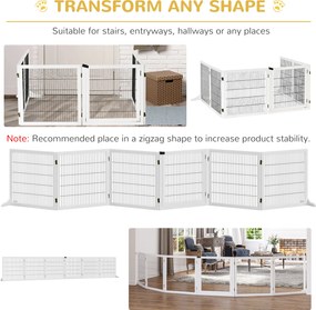 PawHut Bramka bezpieczeństwa dla psów, samodzielnie stojące, modułowe, składane ogrodzenie, 6-panelowe, z 2 podstawami, drewno sosnowe