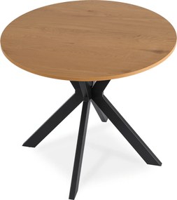Okrągły stół industrialny Lauren 90 cm, dąb złoty/czarny