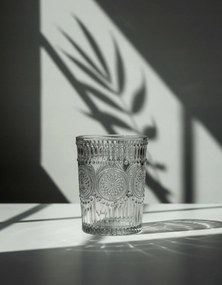 Szklanka 384 ml tłoczona przezroczysta Grube szkło vintage styl retro