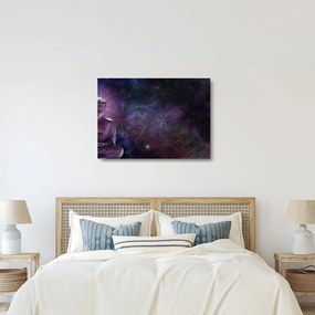 Obraz na szkle - Budda z kwiatami życia (70x50 cm)
