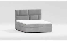 Jasnoszare łóżko boxspring ze schowkiem 160x200 cm Lola – Ropez