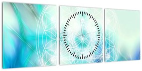 Obraz - Merkaba w turkusowym tle (z zegarem) (90x30 cm)