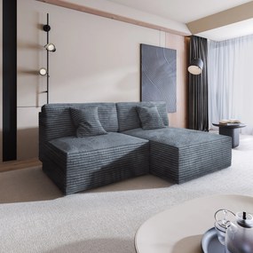 Masseno Narożnik FIORO z funkcją spania i pojemnikiem na pościel Narozniki L, Rozkładana sofa - Szary, TILIA 85
